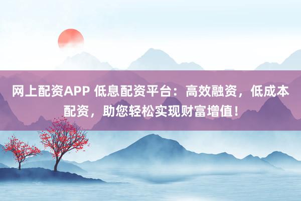 网上配资APP 低息配资平台：高效融资，低成本配资，助您轻松实现财富增值！