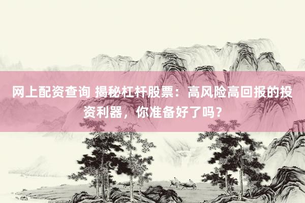 网上配资查询 揭秘杠杆股票：高风险高回报的投资利器，你准备好了吗？