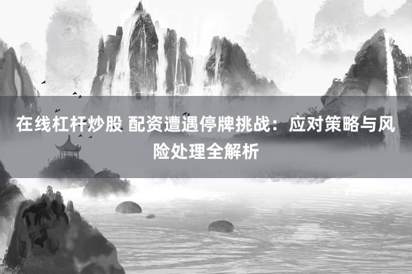 在线杠杆炒股 配资遭遇停牌挑战：应对策略与风险处理全解析