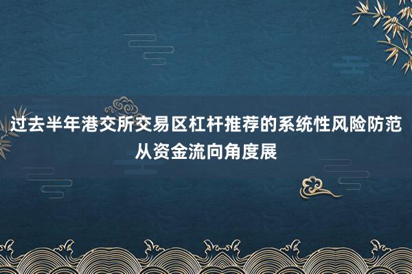 过去半年港交所交易区杠杆推荐的系统性风险防范从资金流向角度展