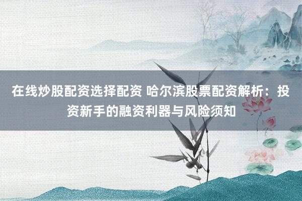 在线炒股配资选择配资 哈尔滨股票配资解析：投资新手的融资利器与风险须知