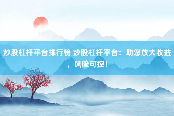炒股杠杆平台排行榜 炒股杠杆平台：助您放大收益，风险可控！