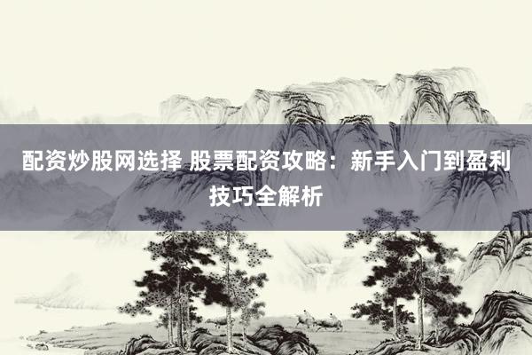 配资炒股网选择 股票配资攻略:新手入门到盈利技巧全解析