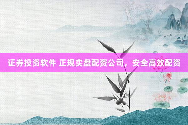证券投资软件 正规实盘配资公司，安全高效配资