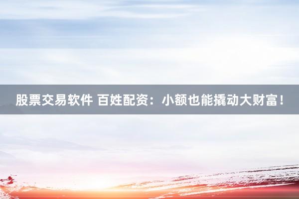 股票交易软件 百姓配资：小额也能撬动大财富！